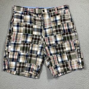 Chaps Shorts Men's 34 Brown‎ Madras Plaid 8 Inch Inseam Casual Preppy Golf